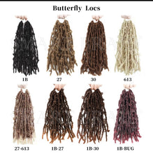 Load image into Gallery viewer, Butterfly Locs Crochet Synthetic Hair 18Inch Soft Distressed Butterfly Los Faux Crochet Hair Butterfly Locs Nu Faux