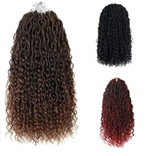 Load image into Gallery viewer, 18 Inch 14 Strands River Goddess Locs Crochet Hair Wavy With Curly Ends Pre-loop Synthetic Crochet Braids Twist Braiding Goddess Faux Locs Hair