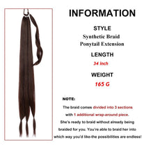 Load image into Gallery viewer, Braideable Ponytail ,Extensions, Long Synthetic Hair Piece, Pony Tail with Hair Tie, Summer Braid Hairpiece, Wrap Jumbo Braided Ponytail