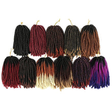 Load image into Gallery viewer, 8 inch 60 Strands Synthetic Deep Pre Loop WeavingCurly Extension Ombre Braids Crochet Spring Twist Hair