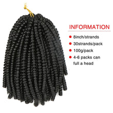 Load image into Gallery viewer, 8 inch 60 Strands Synthetic Deep Pre Loop WeavingCurly Extension Ombre Braids Crochet Spring Twist Hair