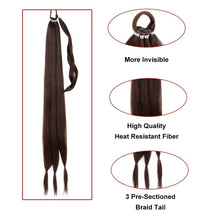 Load image into Gallery viewer, Braideable Ponytail ,Extensions, Long Synthetic Hair Piece, Pony Tail with Hair Tie, Summer Braid Hairpiece, Wrap Jumbo Braided Ponytail