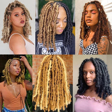 Load image into Gallery viewer, Butterfly Locs Crochet Synthetic Hair 18Inch Soft Distressed Butterfly Los Faux Crochet Hair Butterfly Locs Nu Faux
