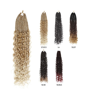 Goddess Box Braids Crochet Hair Curly Ends Ombre Synthetic Bohemian Braiding Hair Extensions Pre-looped Box Braiding