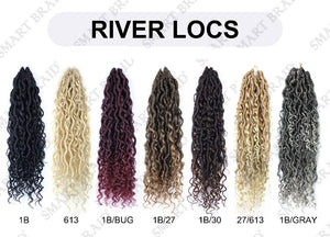18 Inch 14 Strands River Goddess Locs Crochet Hair Wavy With Curly Ends Pre-loop Synthetic Crochet Braids Twist Braiding Goddess Faux Locs Hair