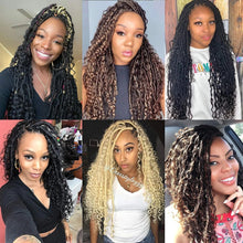 Load image into Gallery viewer, 18 Inch 14 Strands River Goddess Locs Crochet Hair Wavy With Curly Ends Pre-loop Synthetic Crochet Braids Twist Braiding Goddess Faux Locs Hair
