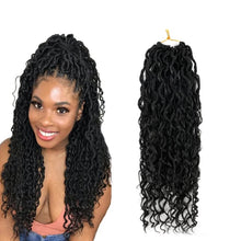 Load image into Gallery viewer, 18 Inch 14 Strands River Goddess Locs Crochet Hair Wavy With Curly Ends Pre-loop Synthetic Crochet Braids Twist Braiding Goddess Faux Locs Hair
