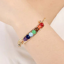 Load image into Gallery viewer, Natural Stone Beaded Cuff Bangle/Gold And Silver Plated Chakra Bracelets
