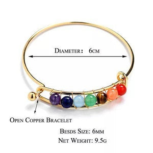 Natural Stone Beaded Cuff Bangle/Gold And Silver Plated Chakra Bracelets