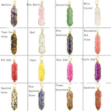 Load image into Gallery viewer, Crystal Wire Wrapped Necklaces, Rose Quartz, Amethyst, Opal, Aventurine, Gold Healing Stone Chakra Point Birthstone Gemstone Necklaces
