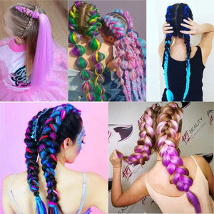 24‘’ Jumbo Braiding Hair Extensions, Kanekalon Box Braids Crochet Synthetic Wig, Jumbo Braid Hair, Long Artificial Fake Hair for Women Kids