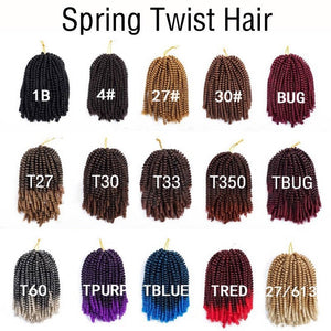 8 inch 60 Strands Synthetic Deep Pre Loop WeavingCurly Extension Ombre Braids Crochet Spring Twist Hair