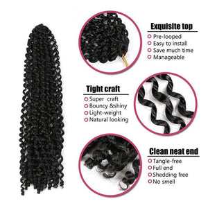 18” Passion Twist Hair 6 PACKS 132 strands Crochet Braid Extensions Water Wave Synthetic Crotchet Braids crochet Braiding Hair