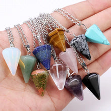 Load image into Gallery viewer, Crystal Wire Wrapped Necklaces, Rose Quartz, Amethyst, Opal Healing Stone Chakra Point Birthstone Gemstone Necklaces

