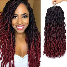 Load image into Gallery viewer, Ombre Gypsy Locs Crochet Braid Hair Wavy GoddessFaux Locs Synthetic Hair Extension 18 inch
