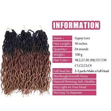Load image into Gallery viewer, Ombre Gypsy Locs Crochet Braid Hair Wavy GoddessFaux Locs Synthetic Hair Extension 18 inch
