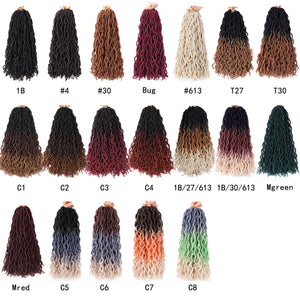 Ombre Gypsy Locs Crochet Braid Hair Wavy GoddessFaux Locs Synthetic Hair Extension 18 inch